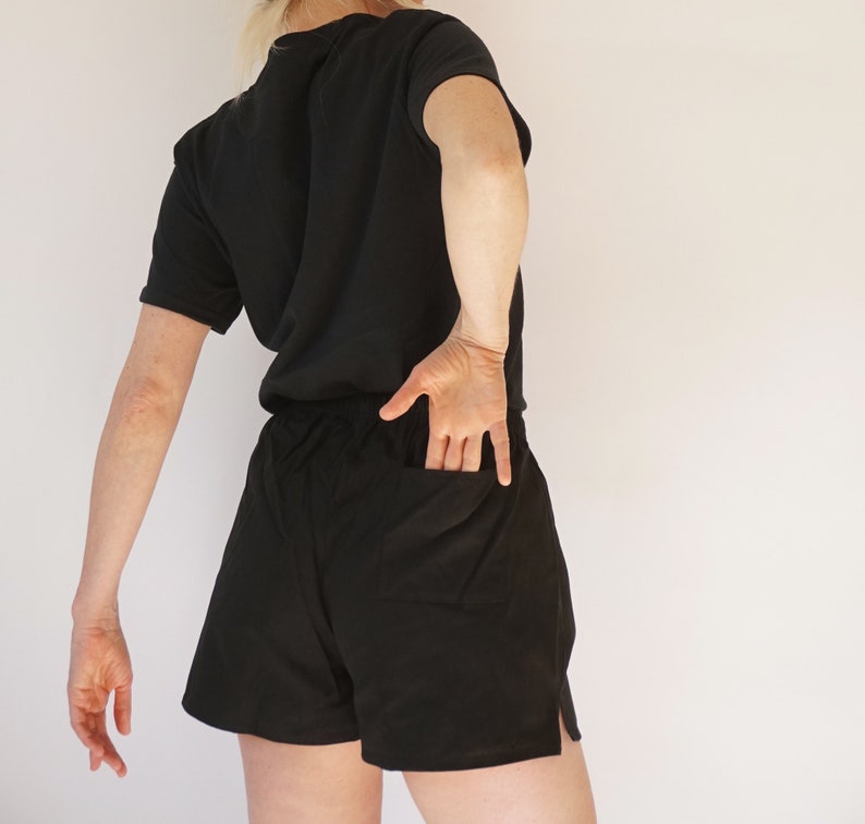 Vintage Black Leisure Cotton Shorts | Pull-On Athletic Shorts | Summer Staple Bottoms