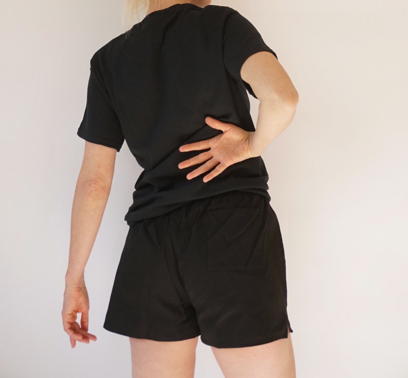 Vintage Black Leisure Cotton Shorts | Pull-On Athletic Shorts | Summer Staple Bottoms