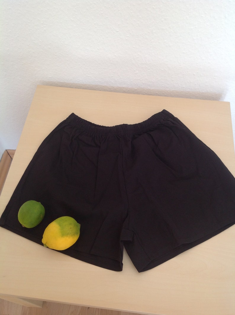 Vintage Black Leisure Cotton Shorts | Pull-On Athletic Shorts | Summer Staple Bottoms
