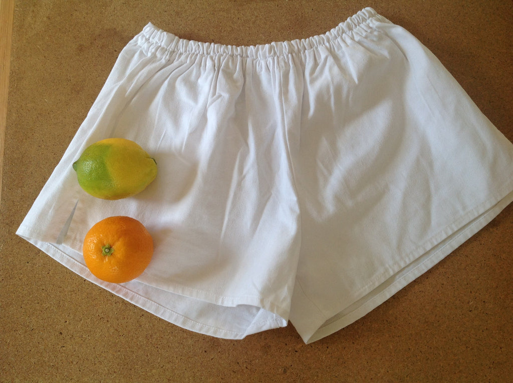 Vintage White Leisure Cotton Shorts | Pull-On Athletic Shorts | Summer Staple Bottoms